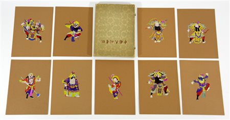 Gruppo di raffigurazioni di attori dell'Opera di Pechino, Cina (17x24 cm.)...