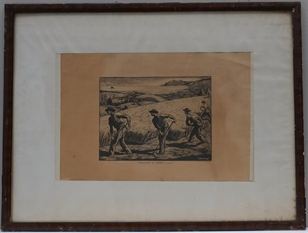 F. Gianmari "Tagliano il fieno" stampa (cm 45x65) Firmata in lastra. In...