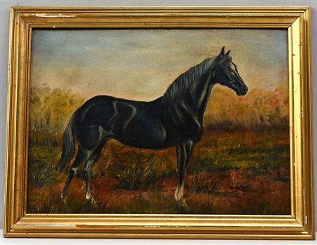 Follini "Cavallo", olio su compensato (cm 40x56) firmato in basso a destra,...