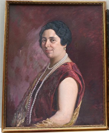 Ignoto "Ritratto femminile" Olio su tela (cm 75x58,5) In cornice (lievi difetti)