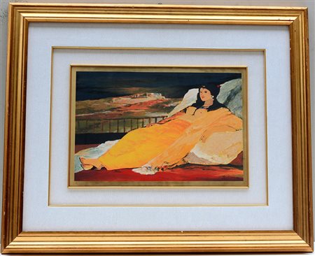 Fiume "Odalisca" multiplo su lastra metallica (cm 29x41) reca iscrizione in...