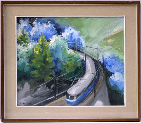 Firma indecifrata. "Senza titolo", olio su tela (cm 50x60). In cornice