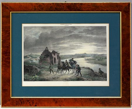 Litografia a colori di Charles Motte su disegno di Victor Adam (cm 26x36), in...