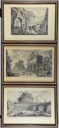 "Vedute di monumenti romani" lotto composto da tre stampe dall' opera di...