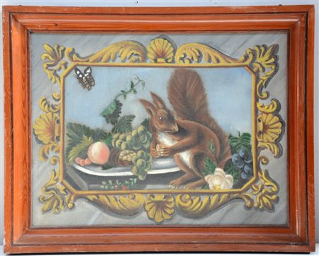 Ignoto "Scoiattolo" olio su tela (cm 49x63) sec XIX. In cornice