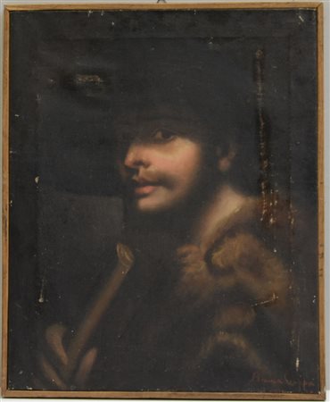 Firma indecifrata "Ritratto virile alla maniera del secolo XVI" olio su tela...