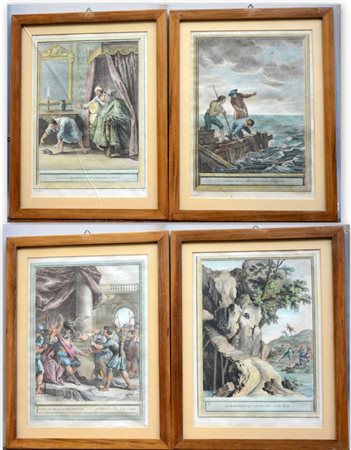 Gruppo di quattro incisioni a colori tratte dall' opera di Jean-Baptiste...