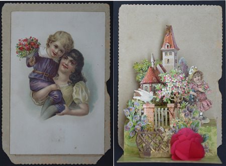 (Cartoline) Cartolina augurale a fisarmonica con teatrino