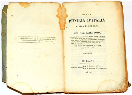 (Libri) Luigi Bossi. Della Istoria d'Italia antica e moderna... Milano,...