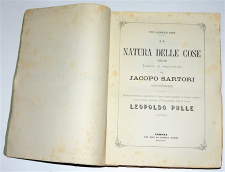 (Libri) Lotto composto da "Della natura delle cose" di Lucrezio nella...