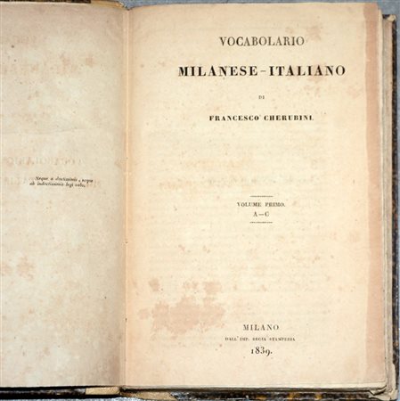 (Libri) F. Cherubini, Vocabolario milanese-italiano, Milano, Regia Stamperia,...