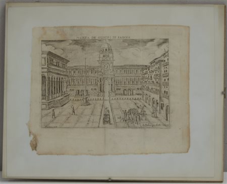 Antica incisione di Ruffoni raffigurante Piazza dei Signori a Padova (cm...