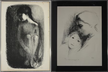 Sylvia Lefkovitz (1924- 1987) "Figure" lotto composto da due litografie,...