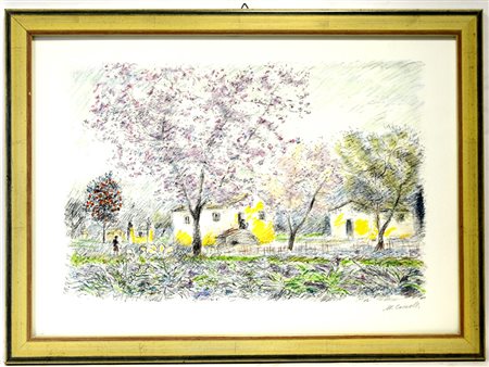 Cascella "Paesaggio", litografia (cm 50x70) firmata a lapis in basso a...