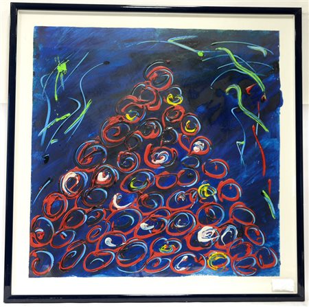 Ignoto "Giochi", acrilico su tela (cm 90x90) iscritto "Schifano" al verso,...