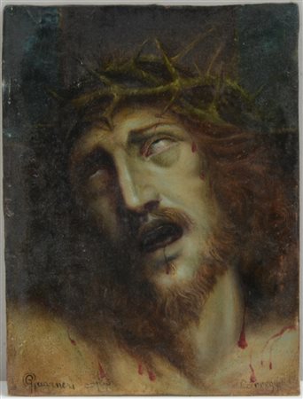 Guarneri "Ecce Homo" da Correggio, olio su cartone telato (cm 28x21) Firmato...