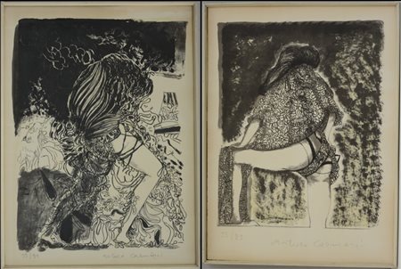 Arturo Carmassi. Lucca (1925- ) "Figure" coppia di litografie (cm 74x54)...