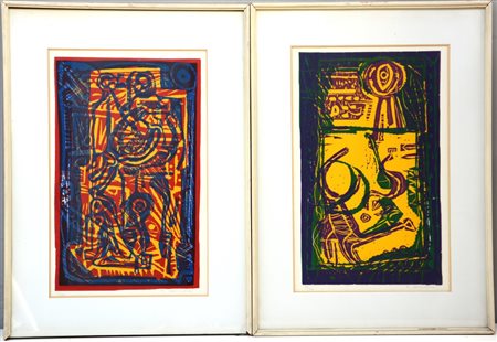 Arturo Carmassi. Lucca (1925- ) "Composizioni astratte" lotto composto da due...