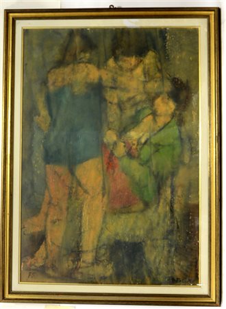 Nazzareno Vitali "Attesa", olio su carta incollato su pannello (cm 100x70)...