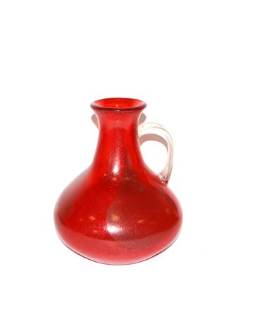 Manifattura di Murano, vaso ad anfora in vetro soffiato rosso (h cm 30)