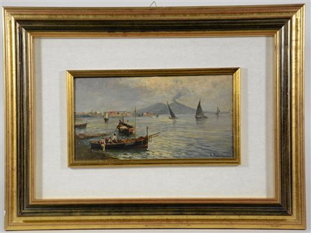 Pratella A. "Pescherecci", olio su tavola (cm 17x31) firmato in basso a...