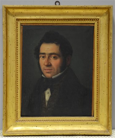 Scuola del Sec.XIX "Ritratto di gentiluomo" olio su tela (cm 36x29). In cornice