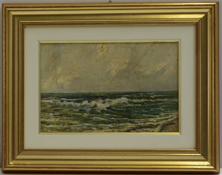 Ignoto "Mare in Burrasca" olio su cartone (cm 20,5x30,5) Siglato in basso a...