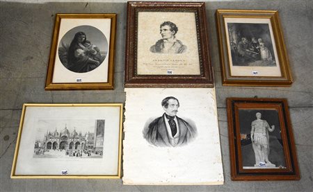 Lotto composto da sei stampe di autori e soggetti diversi di cui cinque in...