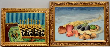 Riccardo Stoppa Lotto due dipinti ad olio su tela raffiguranti nature morte,...