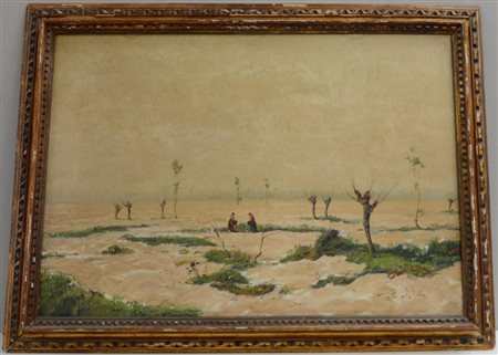 Pessina "Pianura innevata" olio su tela (cm 70x100) firmato e datato in basso...