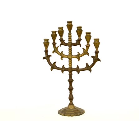 Candelabro a sette braccia in bronzo dorato (h cm 55) (difetti)