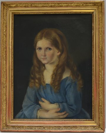 Scuola del sec. XIX "Ritratto di fanciulla" olio su tela (cm 50x40) In...