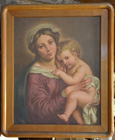 Ignoto "Madonna col Bambino" dipinto ad olio (cm 77x62). In cornice