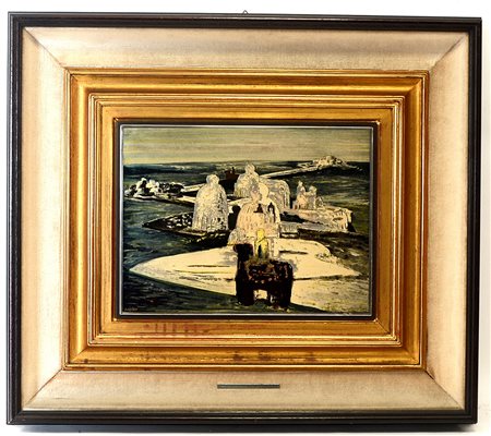 Fiume "La penisola bianca", multiplo su lamina d'argento (cm 23x31),...