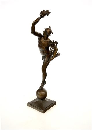 Ignoto "Mercurio" scultura in bronzo con basamento quadrato (h cm 83) (lievi...