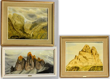 Riccardo Stoppa Lotto di tre dipinti ad olio su tela raffiguranti gruppi...