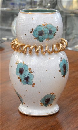 Manifattura Maiolica Derutese Volpi - Vaso in ceramica con collo decorato da...