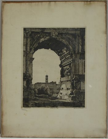 Disertori Benvenuto Trento (1887- Milano 1969) "L'arco di Tito" incisione (cm...