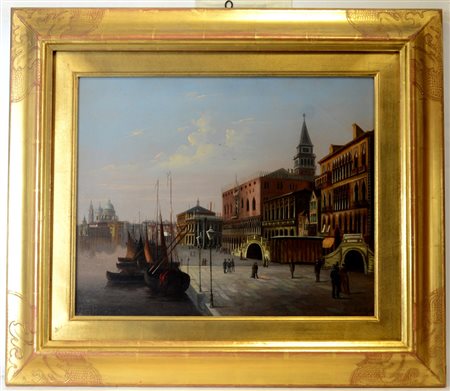 Detti C. "Venezia", olio su tela (cm 42x52) firmato in basso a destra, in...