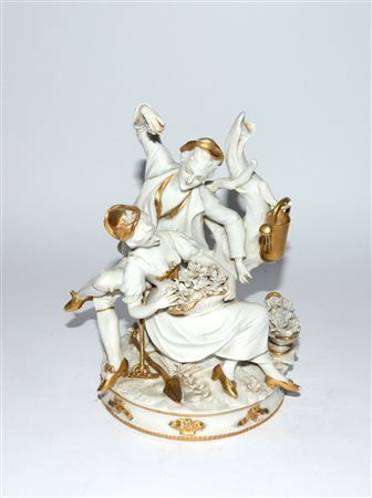 Manifattura italiana "Scena galante" gruppo in porcellana decorato con...