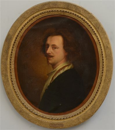* Da Van Dyck "Autoritratto del maestro" olio su tela ovale (cm 68x60) in...