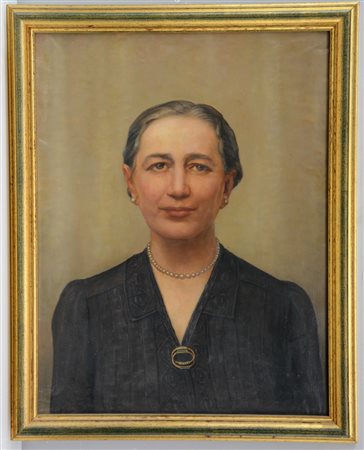 Ignoto inizio sec.XX."Ritratto di signora con collana di perle" olio su tela...