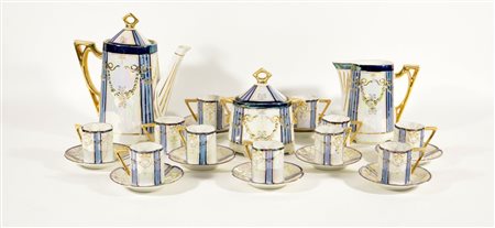 Servizio da caffË composto da caffettiera, lattiera, zuccheriera, 11 piattini...