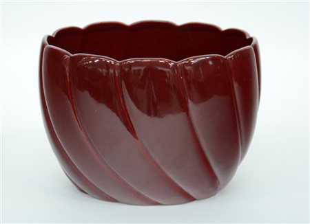 Cache pot ceramica rossa-bordeaux a motivo torchon (h. cm 16)