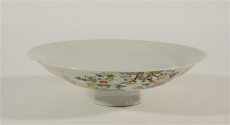 Coperchio in porcellana Famiglia Rosa con decorazione floreale e marchio...