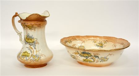 Bacile e versatoio in ceramica, S.F. And Company, Inghilterra, inizio sec....