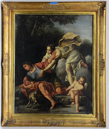 Scuola del sec. XVII "Scena mitologica" olio su tela (cm 94x75) si allega...