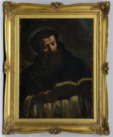 Scuola del sec. XVII "Figura di Santo" olio su tela (cm 79x58), si allega...