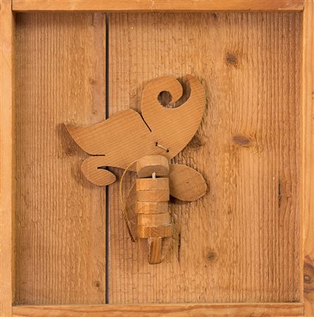 MARIO CEROLI (1938) Lui, 1971 Scultura in legno intagliato e corda cm...