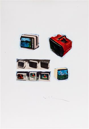 MARIO SCHIFANO (1934-1998) Senza Titolo, 1979 Tecnica mista su carta cm...